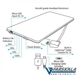 پاوربانک نزتک مدل Naztech PB3200 MFi با کابل لایتنینگ