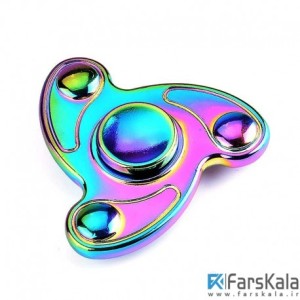 اسپینر فلزی سه پره ای شیاردار رنگین کمانی Fidget Spinner Metal Rainbow Groov