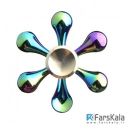 اسپینر فلزی شش پره ای رنگین کمانی و طلایی Fidget Spinner Metal Rainbow & Gold