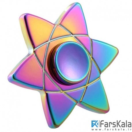 اسپینر فلزی شش پره ای رنگین کمانی اتم Fidget Spinner Rainbow Atom