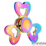 اسپینر فلزی سه پره ای رنگین کمانی طرح قلب Fidget Spinner Metal Rainbow Love Heart