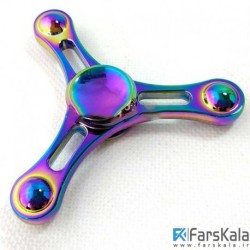 اسپینر فلزی سه پره ای شیاردار رنگین کمانی Fidget Spinner Metal Rainbow Groov