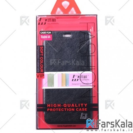 کیف محافظ چرمی شیائومی Huanmin Flipcover Leather Hardcase For Xiaomi Redmi 4a