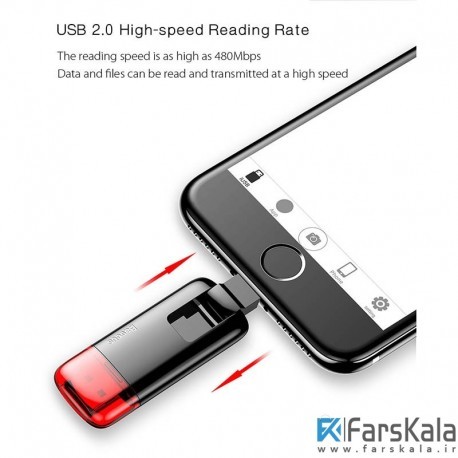 فلش مموری لایتنینگ و یو اس بی بیسوس Baseus IFlash Red Obsidian Z1 32 GB Lightening And USB Connector