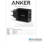 شارژردیواری شارژ سریع انکر Anker wall charger 2-Port A2021