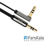 کابل انتقال صدا AUX Ugreen 3.5mm Male to Male Right Angel Flat Cable 1.5M